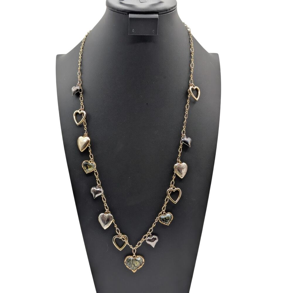 Betsey Johnson Multi Heart and Locket 31.5" Adjustable Chain Necklace